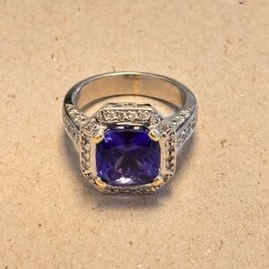 Elegant Tanzanite Cushion Cut Ring